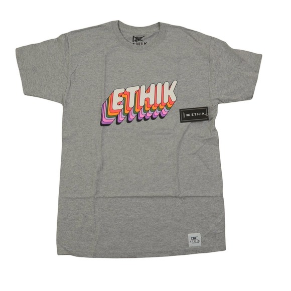 NWT ETHIK WORLDWIDE t-shirt gray color / short sleeve /  graphic ethik logo - Picture 1 of 4